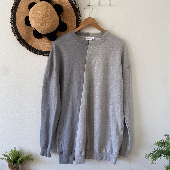 Lovers + Friends Oversized Gray Two Tone Colorblock Sweatshirt Dress Tunic - Picture 4 of 15